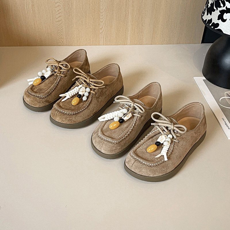 厚底全包系带勃肯鞋女秋季一脚蹬2025年新款单鞋女软底休闲袋鼠鞋|undefined