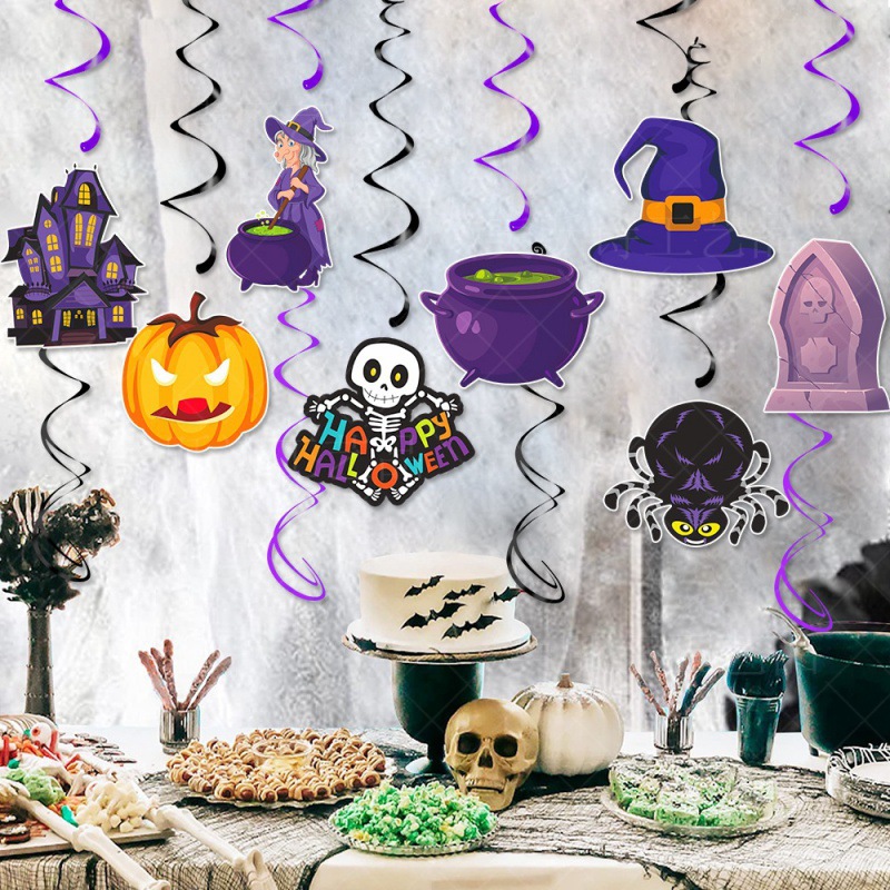 Europa y los Estados Unidos de la nueva decoración de fiesta de Halloween tira de banderas conjuntos de colgar en espiral barra de la casa embrujada colgar decoración tira de banderas