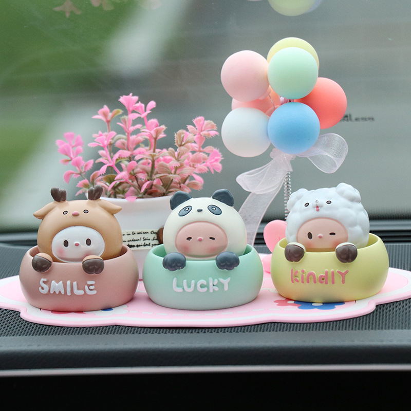 Car ornaments cartoon shaking head animals cute car ornaments desktop decoration resin figurines creative