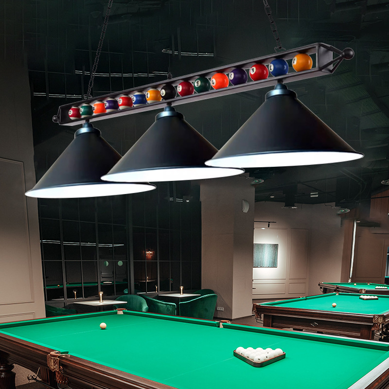 Lámpara de billar lámpara de billar led lámpara sin sombra personalidad de lámpara de sala de billar de hierro forjado americana negro ocho lámpara de snooker