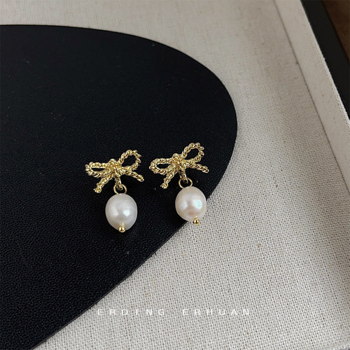 [Collection] Freshwater Pearl Original Design Handmade Earrings 925 Silver Needle French Retro Earrings Factory Earrings