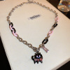 Woven necklace from pearl, design fashionable summer chain for key bag , 2024 years, Korean style, trend of season