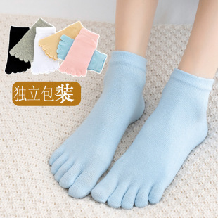 Toe Socks Women's Cotton Socks Thin Short-Tube Split-Toe Socks Breathable Hidden Boat Socks Five-Toe Socks