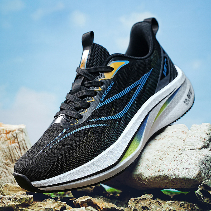 Zapatos para correr de carreras ultraligeros de palomitas de maíz de todo fósforo para jóvenes, amortiguación para hombres, antideslizante y transpirable, zapatos deportivos de tablero de carbono para estudiantes, marea