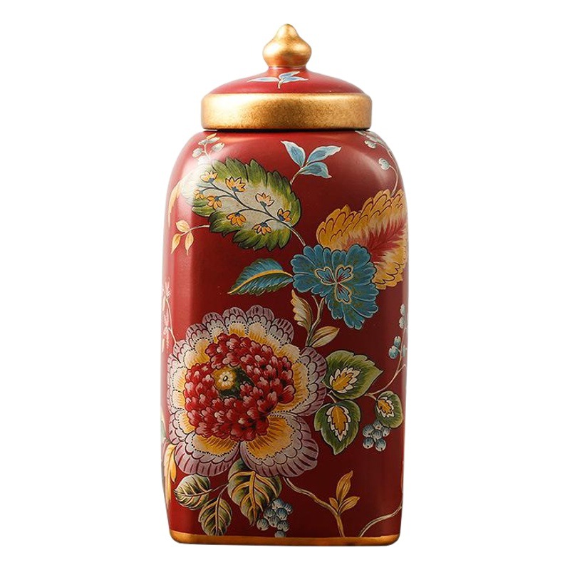 アメリカンスタイルの陶磁器工芸品、クリエイティブなホームリビングルームの装飾、磁器の収納、貯金箱、正方形のリビングルームの装飾品