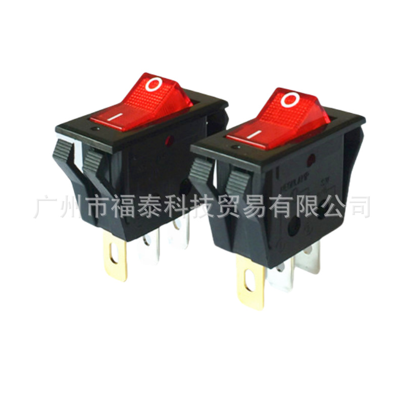 供应RLEIL品牌船型开关 KCD3带灯船形开关 3脚跷板开关