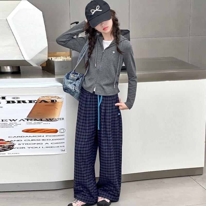 连帽假两件长袖帽衫女童外穿2025早秋新款设计感修身显瘦上衣大童|undefined