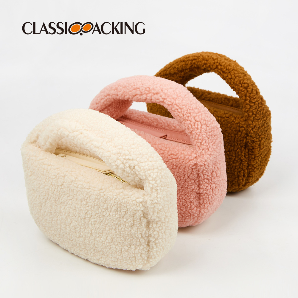 2025 otoño e invierno nuevo estilo de alta gama bolso femenino de felpa color caramelo bolso de mano de moda bolso de lana bolso de piel bolso de lingote