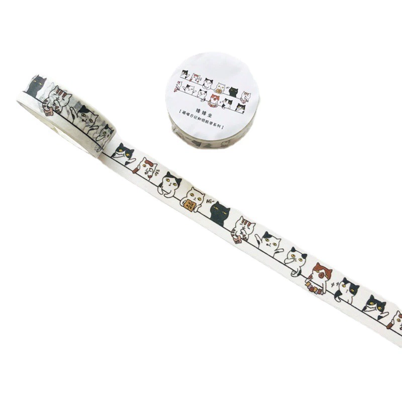 Креативный милый кот и бумажная лента Декоративная лента Девушки Милый коллаж Базовая ручная учетная запись Декоративная ручная учетная запись 6