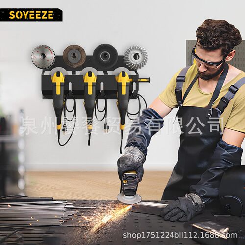 Electric tool stand with storage shelf, wall-mounted bracket, rope for angle grinder, tool screwdriver storage rack