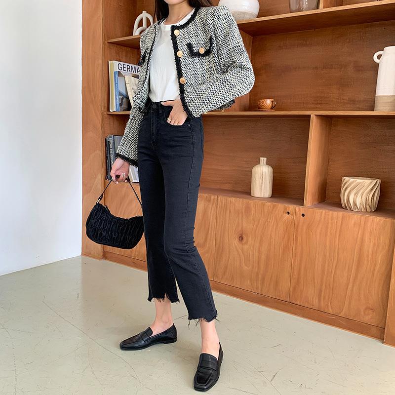 Spot 2022 Early Autumn New Jeans Women's High Waist Design Sense Slim-fit Large Size Nine-point Slim Pencil Pants