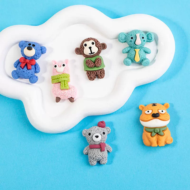 新款树脂配件卡通动物 diy奶油胶手机壳贴片材料收纳盒文具盒装饰