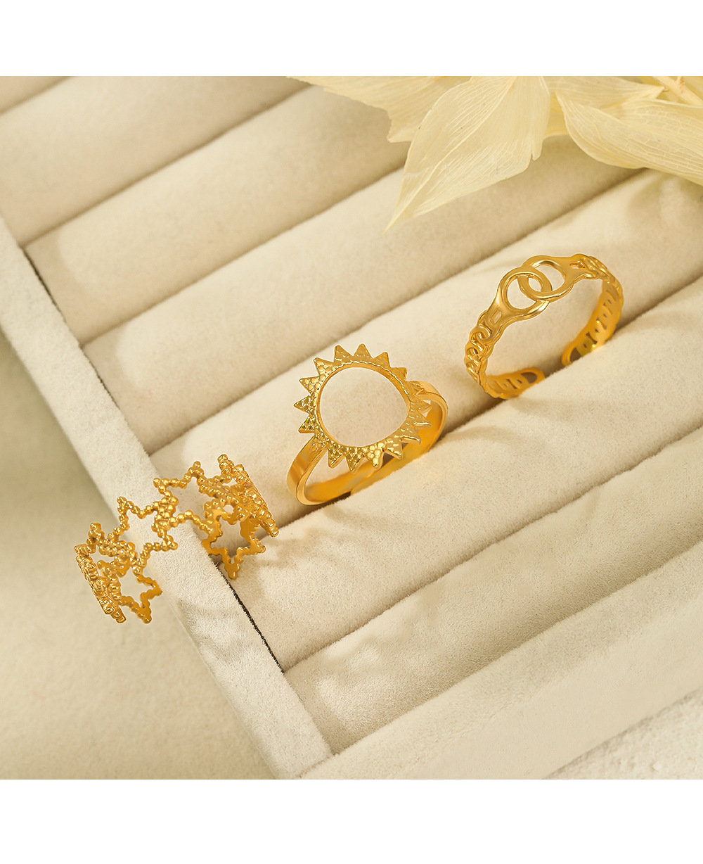 Fashion Geometric Sun Star Stainless Steel Criss Cross Open Ring 1 Piece