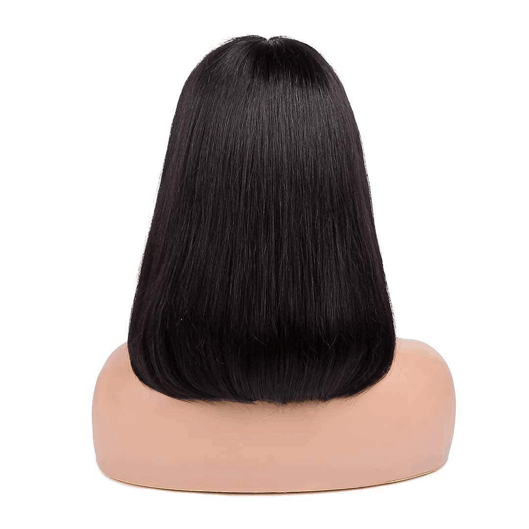 Amazon Cross-border venta caliente peluca mujer cabello corto moda realista natural negro Qi Liu Hai Bobo cabeza cubierta de fibra química image 5
