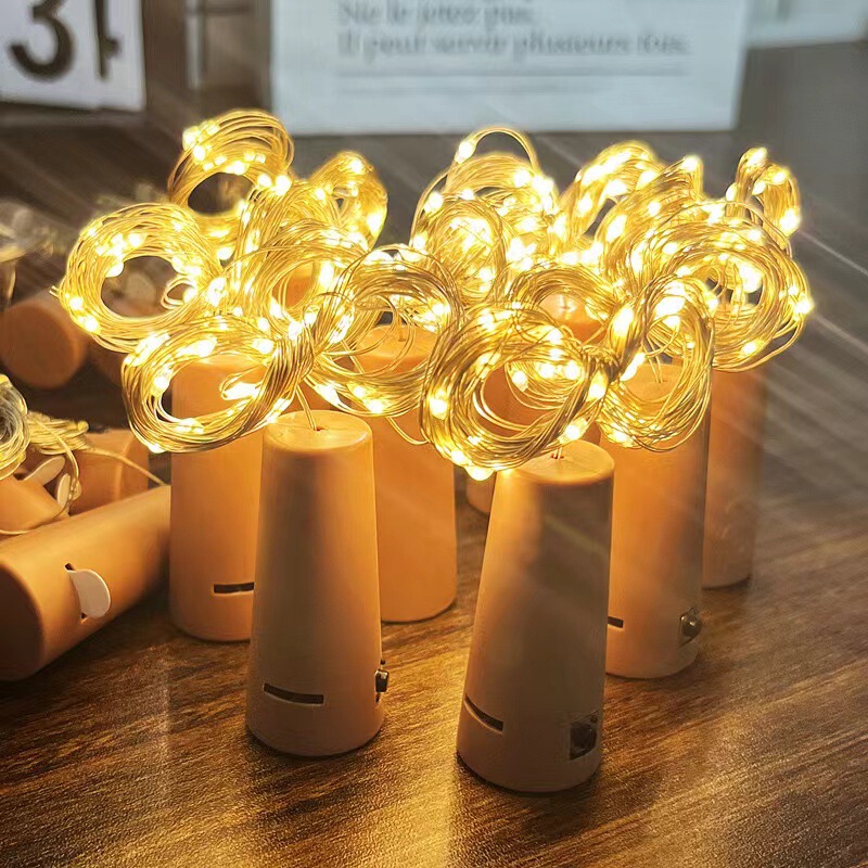 Copper wire lamp string LED wine bottle lamp wine stopper lamp bottle lamp bottle stopper lamp string fairy lamp decorative atmosphere lamp bar lamp