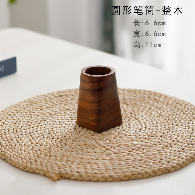 ウォールナットペンホルダー 茶道樽 シングルバレル 高価値卓上収納ペン樽 彫刻ロゴ 木製ベース ベース|undefined