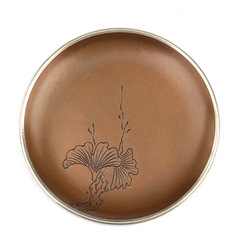 GJU8批發好茗天手工紫銅包銀邊茶杯墊杯托銅製功夫茶具配件家用隔