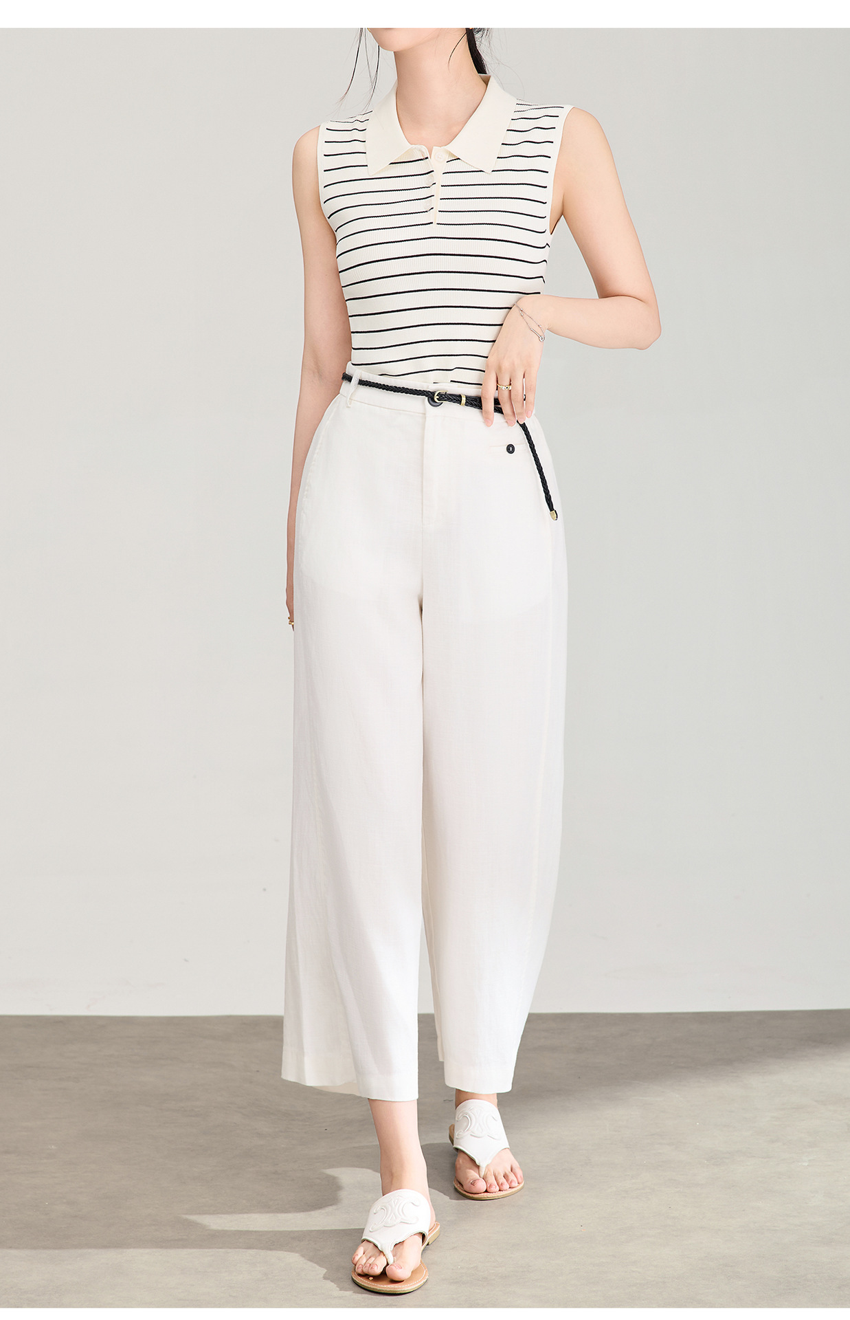 Quần culottes nữ ống rộng dáng suông, cạp cao, chất liệu tencel linen thoáng mát, phù hợp mùa hè — Xanh lông mòng đen chi tiết 20