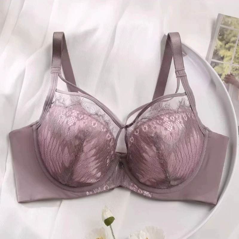 Thin sexy burgundy underwear, set, supporting bra