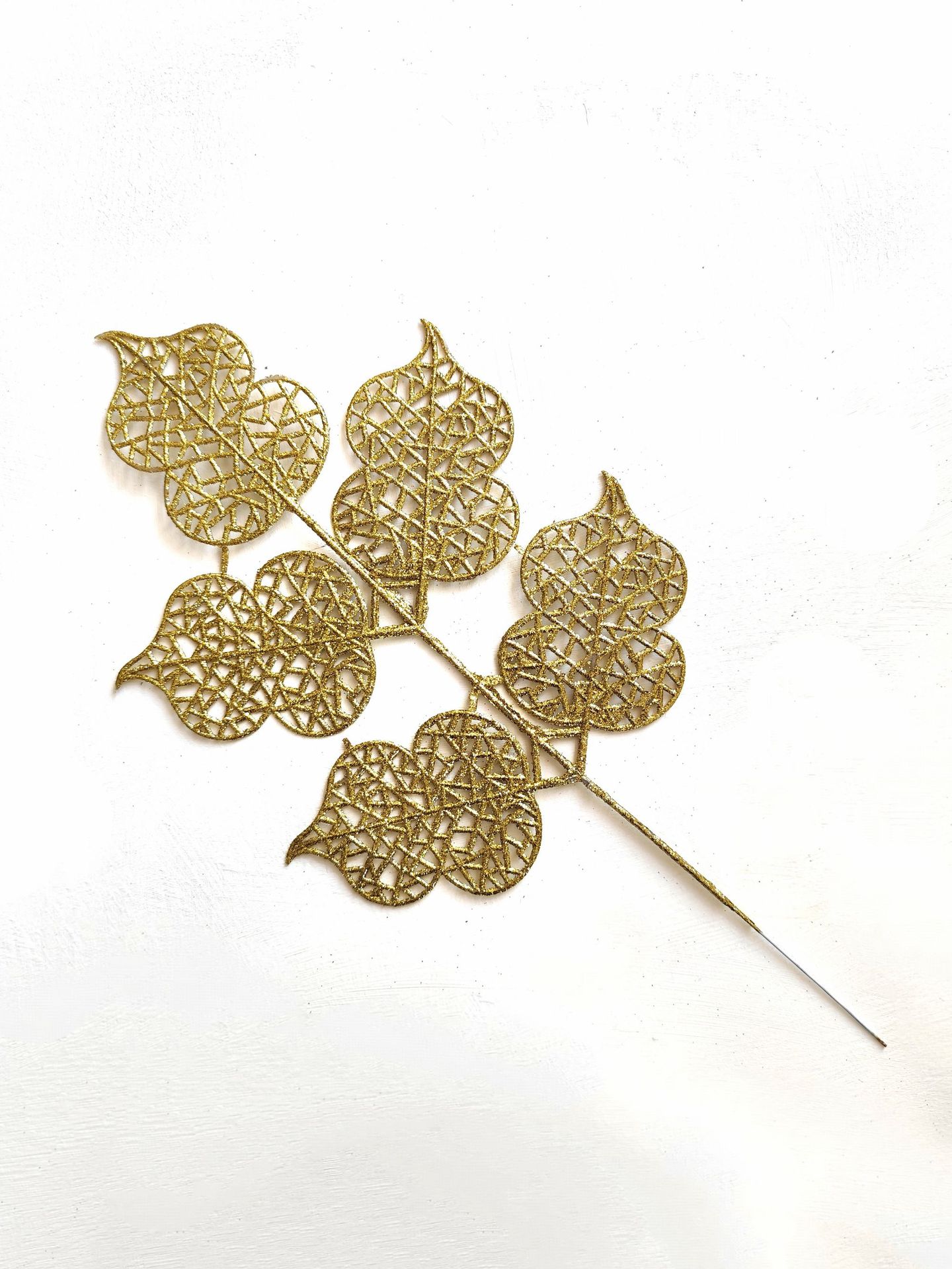 2024 nueva Navidad transfronteriza 42cm oro en polvo decoración especial para el hogar decoración de cinco hojas de simulación de calabaza