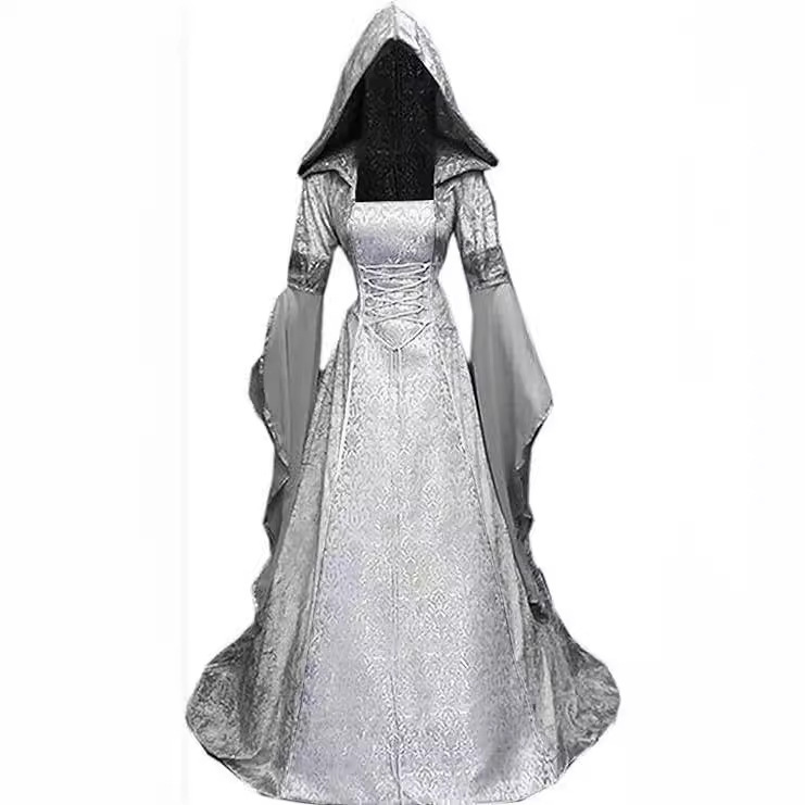 Halloween cosplay Women's Luxury Witch Dress Costume Vintage Embroidered Renaissance Gothic
