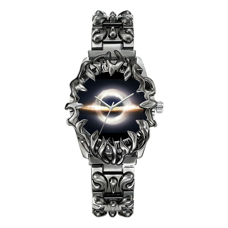 Galaxy Planet Pattern Waterproof Watch, Stylish Mechanical Style Quartz Watch for Male Middle and High School Students