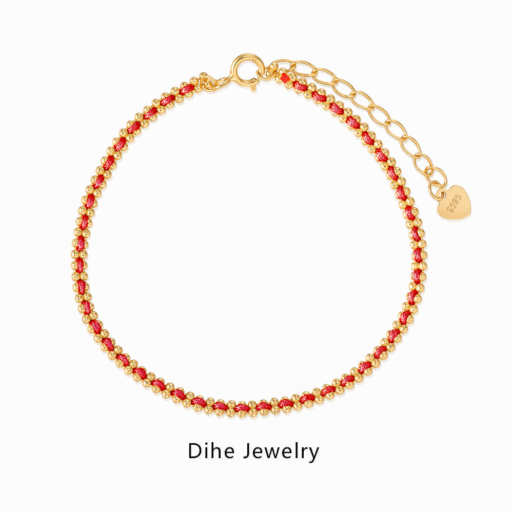 Korean and Japanese Popular S925 Sterling Silver Bracelet for Women, Good Luck Woven Rope Design, Exquisite Multi-Color Options, Direct Sale Women's Jewelry