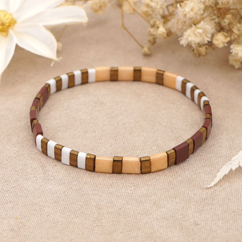 Nouveau petit bracelet empilable en perles de verre imitation tila perl  la mainpicture2