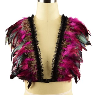 Amazon Hot Selling Cross-border Supply Sexy Rose Red Ladies Fun Feather Top O0309 free size
