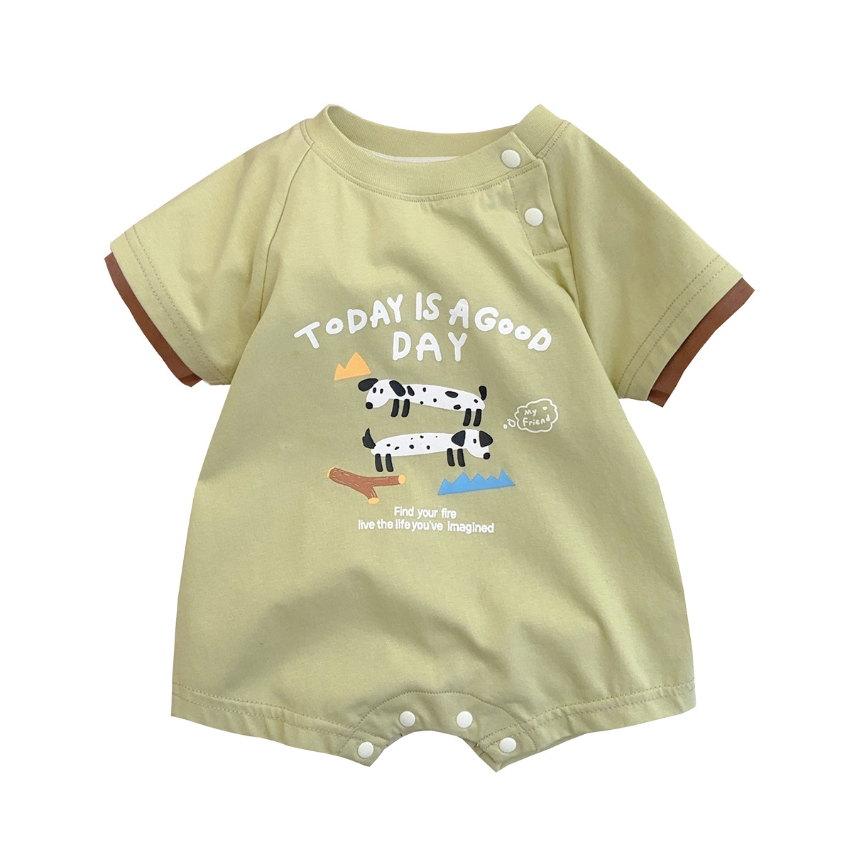 2025 verano nueva ropa recién nacido bebé dibujos animados manga corta delgada hebilla oculta mameluco bebé mono mameluco