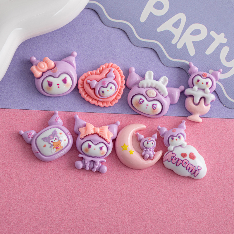 Dibujos Animados sanliou coolomi negro púrpura serie accesorios de resina DIY crema pegamento caja del teléfono accesorios para el cabello material hecho a mano