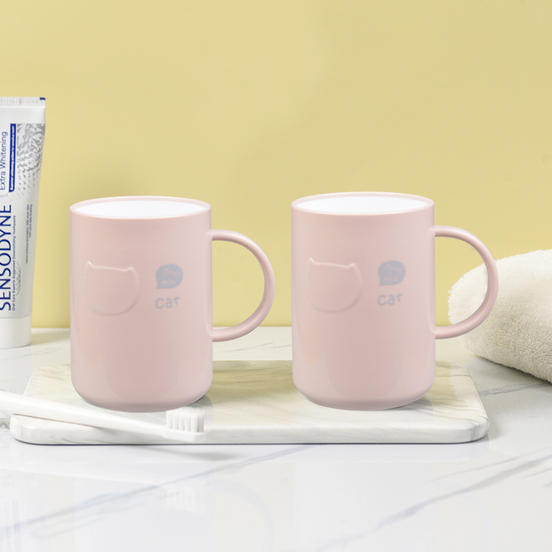 Durable Plastic Toothbrush Cup For Couples With Handle Cartoon Style_voghion.com