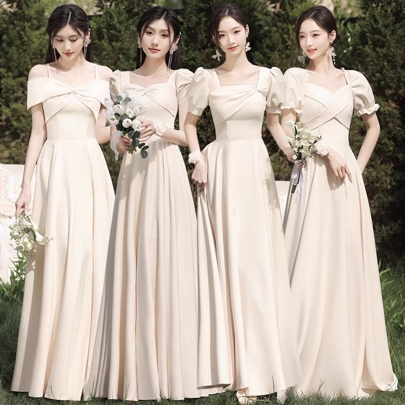 Bridesmaid Dress in Champagne Color, New Style with a High-End Feel, Suitable for Petite Sisters, Ideal for Hosting, Choir, and Everyday Wear Bridesmaid Dress in Champagne Color, New Style with a High-End Feel, Suitable for Petite Sisters, Ideal for Hosting, Choir, and Everyday Wear