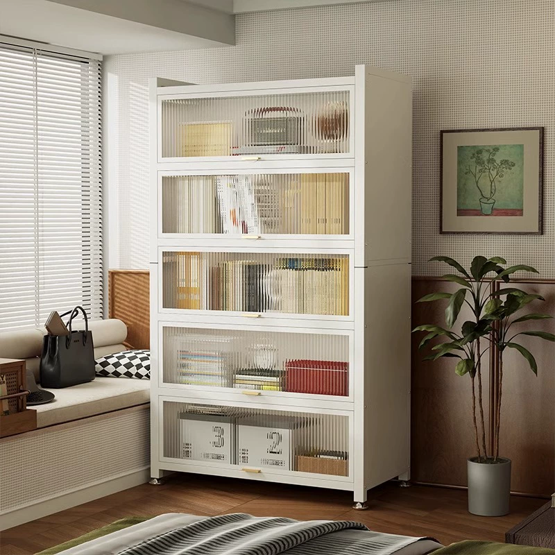 Стальной книжный шкаф с дверью Детская книжная полка пылезащитная шкафчик для гостиной витрина стальной шкаф для хранения спальни