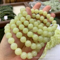 新疆和田玉鶏油黄玉手串翠青高品10mm玉男女卸売りDIYアクセサリー部品
