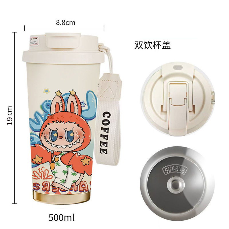 304ステンレス製スズラン保温カップ、可愛いコーヒーカップ、高見えする女性用携帯車載カップ、漫画風ウォーターカップ|undefined
