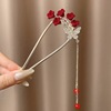 Red Chinese hairpin from pearl, hairpins, retro hair accessory, hairgrip, internet celebrity, flowered, simple and elegant design