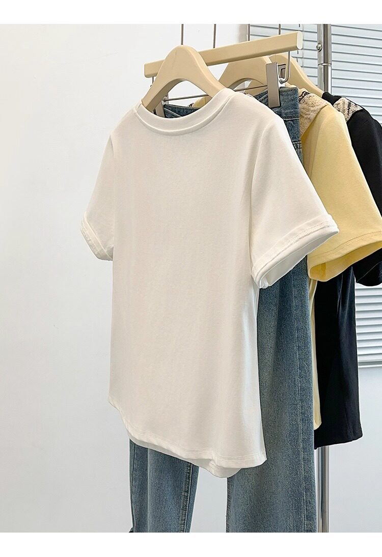 Áo thun nữ tay ngắn cổ tròn size lớn form rộng — màu đen chi tiết 13