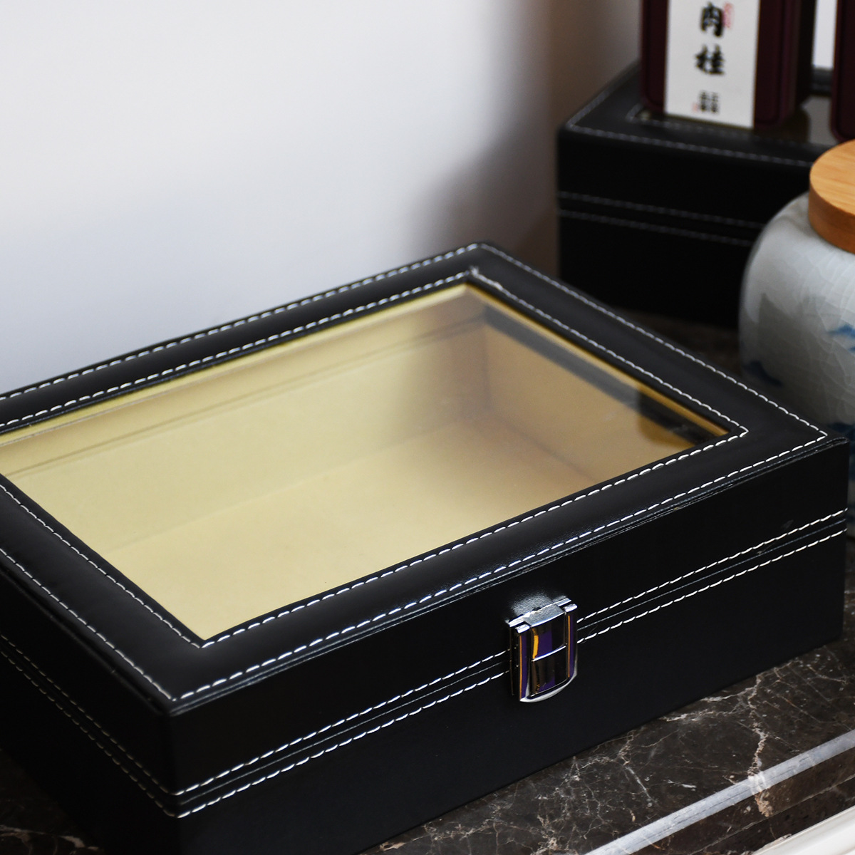 Gourmet Gift Box High-End Leather Box Wholesale Wedding Celebration New Store Opening Business Gift Packaging Empty Box