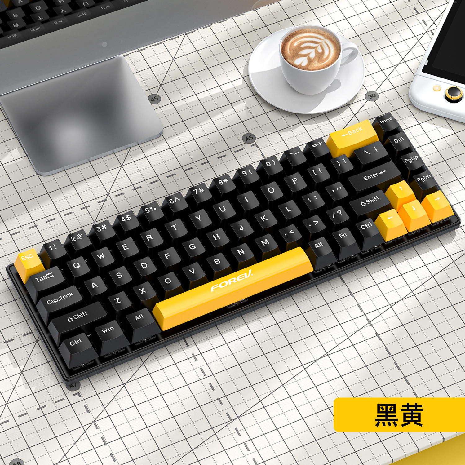 Teclado mecánico ruso de alto valor de 68 teclas Q68 juegos por cable RGB tres modos teclado mecánico