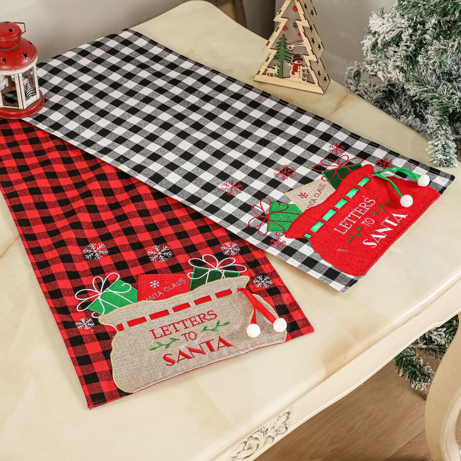 Christmas table flag tablecloth home decoration supplies linen plaid tablecloth creative Christmas tablecloth table decoration_voghion.com