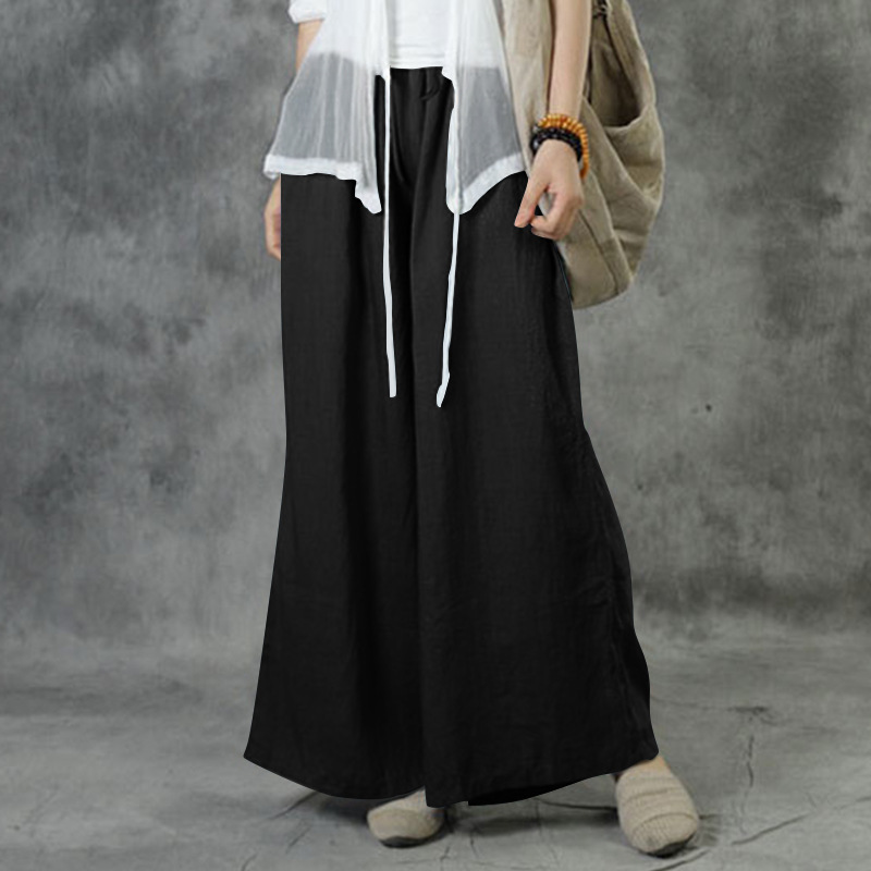 Plus Size High Waist Long Pants For Women Clothing Summer Solid Casual Wide Leg Trousers Fashion Korean Female Clothing_ecoleips.com