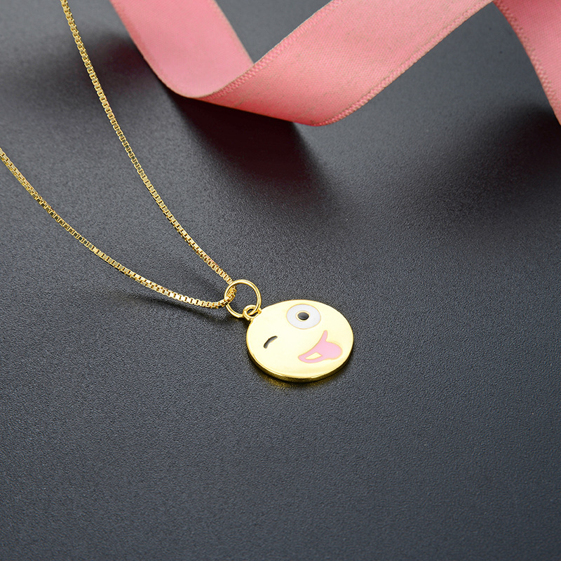 Accesorios emoticon de goteo de moda europea y americana comercio exterior transfronterizo lengua de plata esterlina juguetona colgante redondo para mujeres