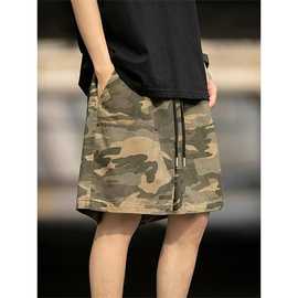 夏季短裤美式复古多口袋迷彩工装短裤男潮牌嘻哈宽松阔腿五裤子