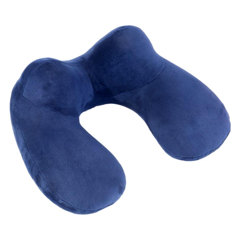 Almohada portátil de viaje almohada súper suave almohada de flocado almohada de coche almohada de protección de la columna cervical viaje almohada inflable en forma de U image 1