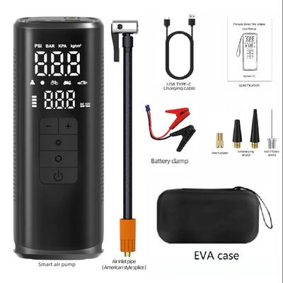Hava nasosu — pump with power bank - v1-002-6000mah-standard-clipeva-case-black