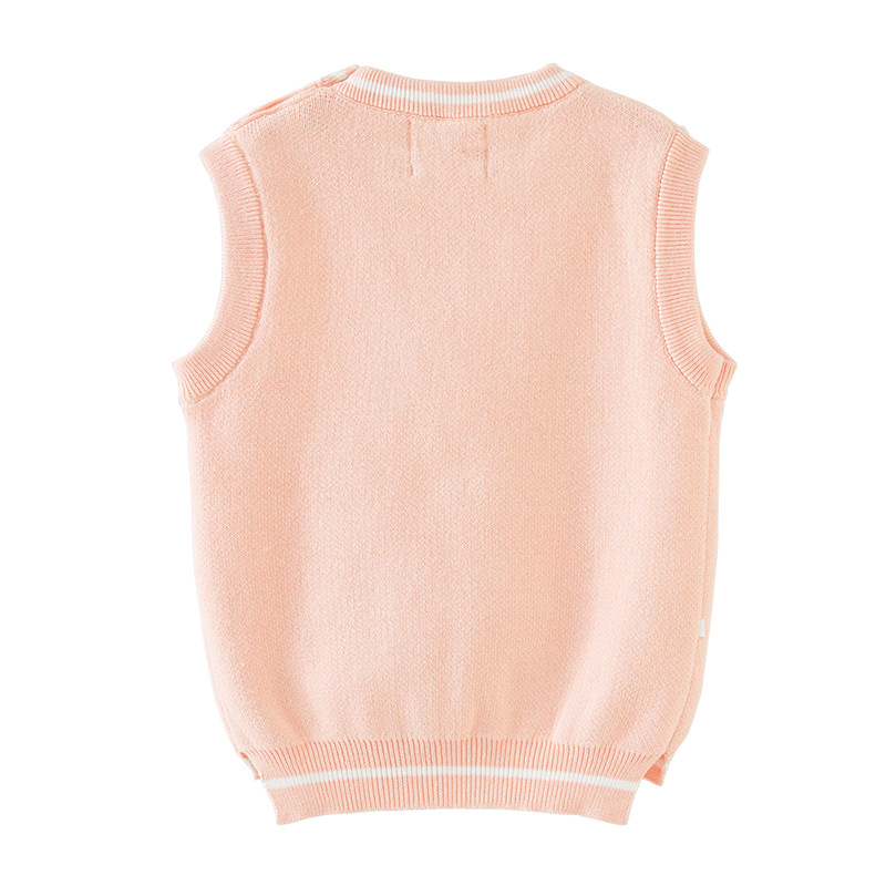 2023 Primavera, Otoño e Invierno ropa para niños clase un chaleco de suéter de algodón puro para niños chaleco Chaleco de punto lindo conejo blanco pequeño chaleco