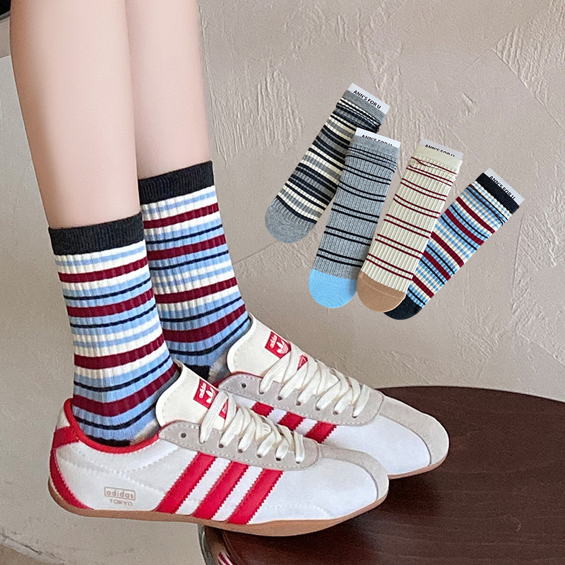 Zudaile New Autumn and Winter Micro-Pressure Seamless Mid-Calf Women's Cotton Socks, Striped Fresh Cotton Women's Socks Wholesale Zudaile New Autumn and Winter Micro-Pressure Seamless Mid-Calf Women's Cotton Socks, Striped Fresh Cotton Women's Socks Wholesale