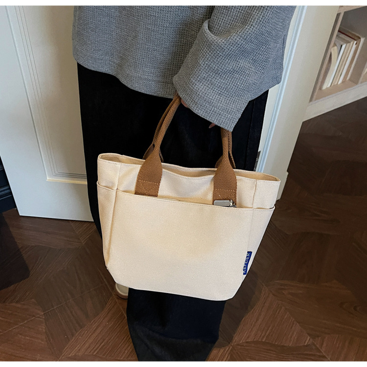 Borsa a secchiello in tela casual, borsa a spalla donna a tracolla_voghion.com