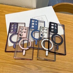 Samsung S25Ultra 電気メッキ磁気模造オリジナル携帯電話ケース S24FE ハイエンド落下防止 S22 保護カバーに適しています。